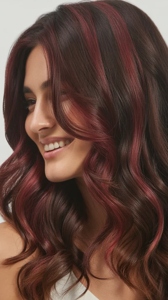 Dark Brown with Burgundy Highlights