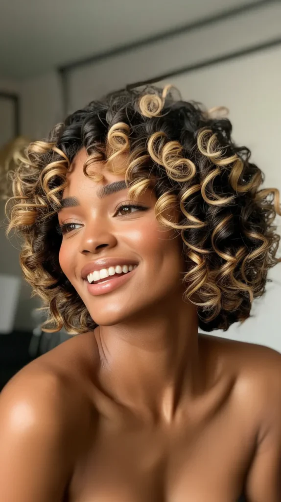 Curly Bob with Highlights