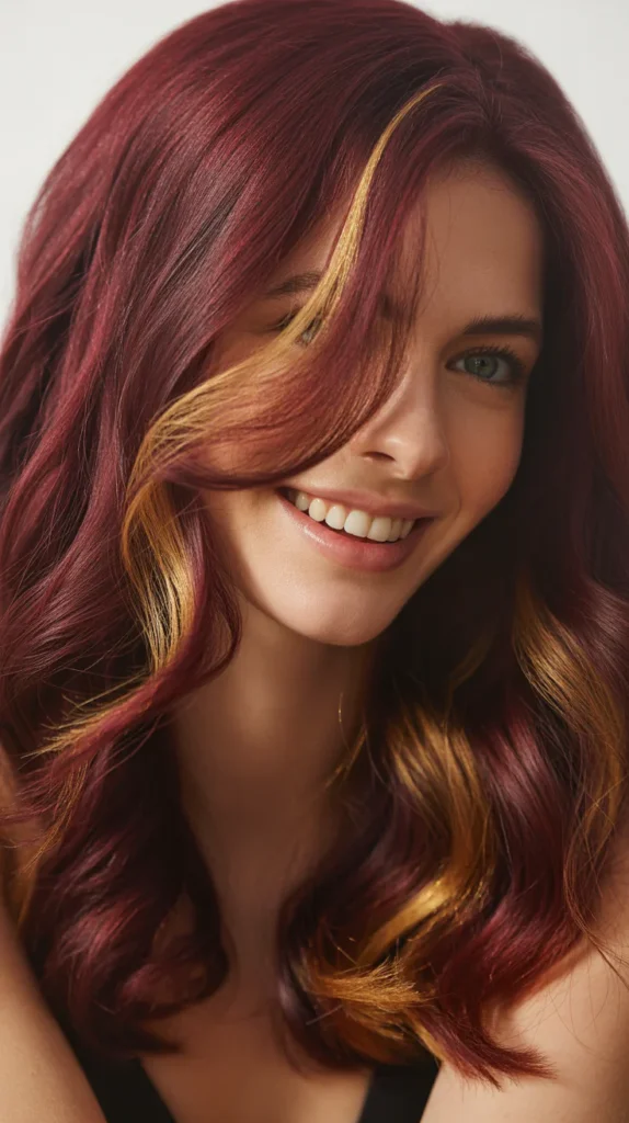  Burgundy with Subtle Gold Highlights