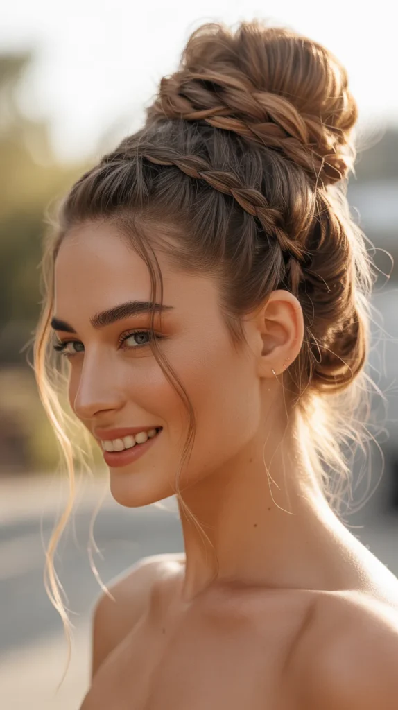 High Bun with Loose Strands