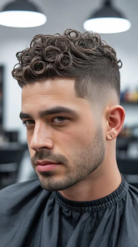 Very Short Curly Haircuts for Round Faces Men: The Buzz Cut with Curls