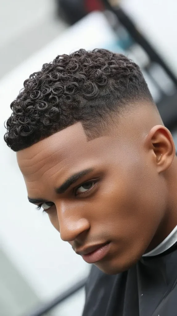 Short Curly Taper Fade