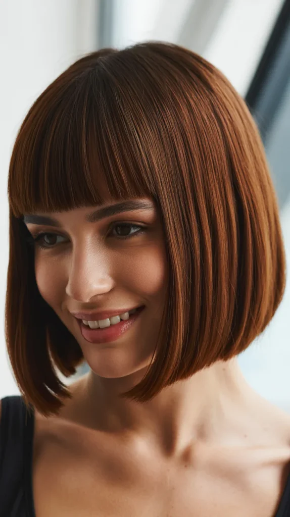 Sleek Bob with Blunt Bangs