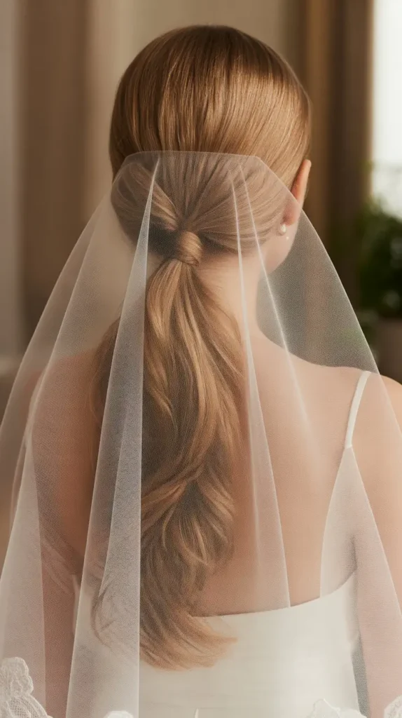 Low Ponytail With Veil