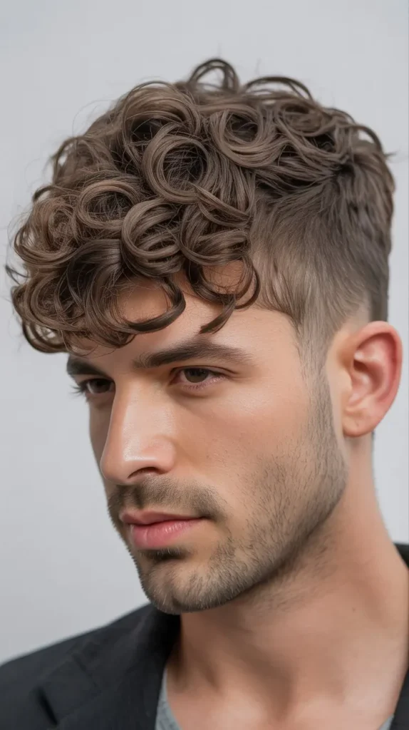Short Haircuts for Men with Curly Hair: The Fringe Cut
