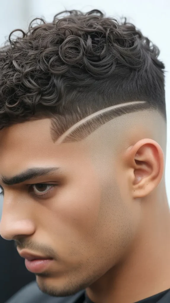 Short Curly Hair with Hard Part