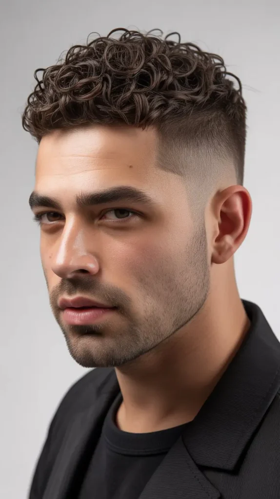 Very Short Curly Haircuts for Round Faces Men: The Buzz Cut with Curls
