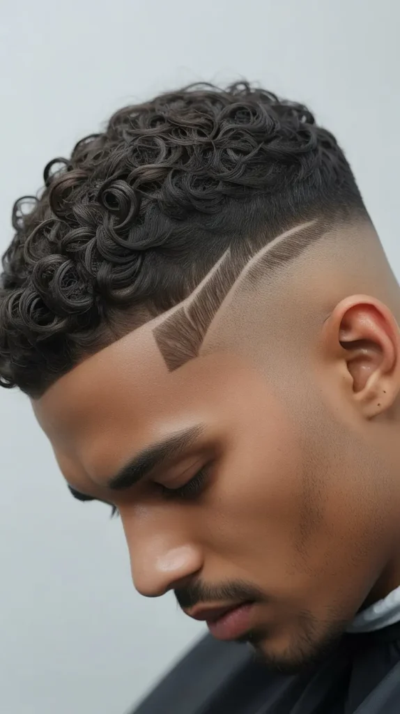 High Fade with Defined Curls