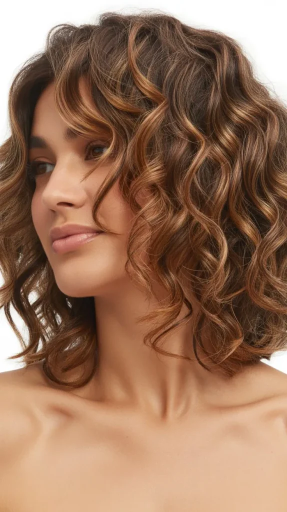 Loose Curls for Medium-Length Wavy Bobs