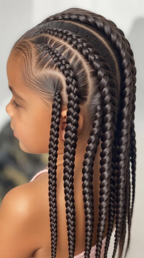 Half Feed-In, Half Knotless Braids for Kids