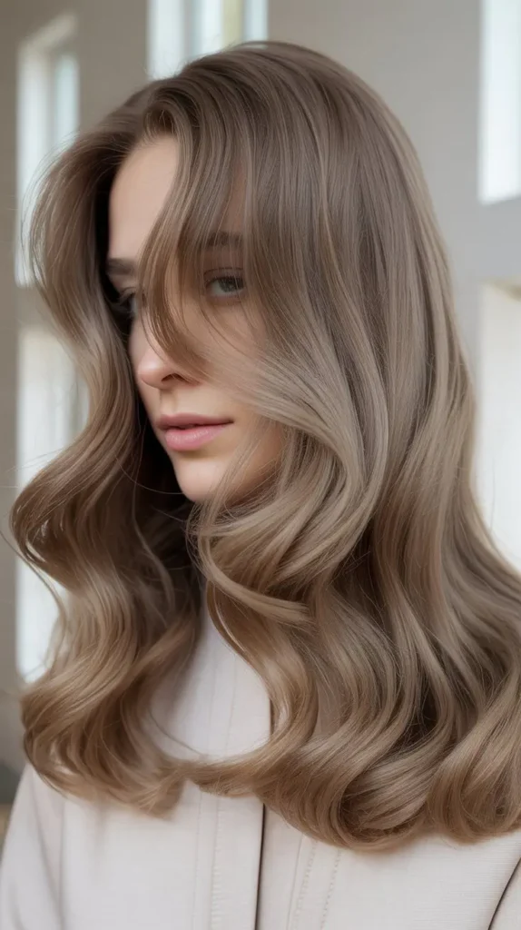 Softly Waved Light Ash Brown Hair