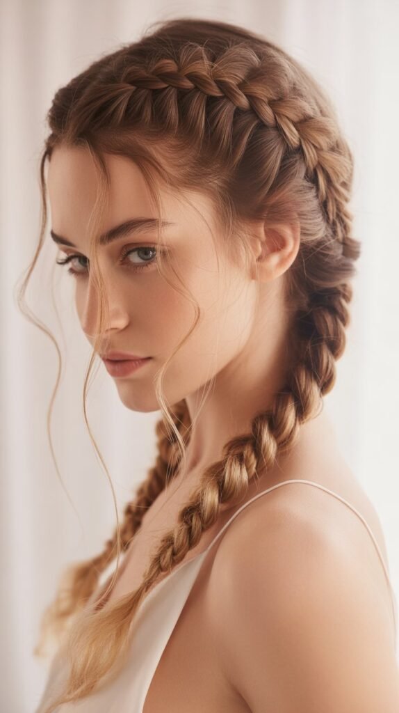 Romantic Side-Part Braids for a Soft, Feminine Look