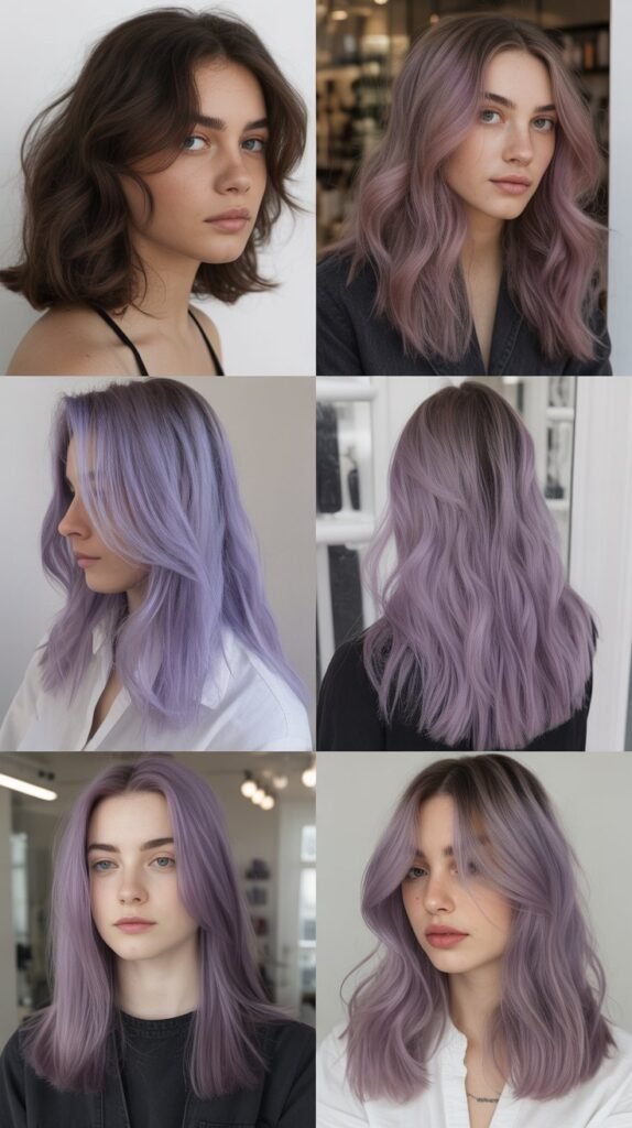 Soft Lilac Hair Color Ideas for Dark Hair
