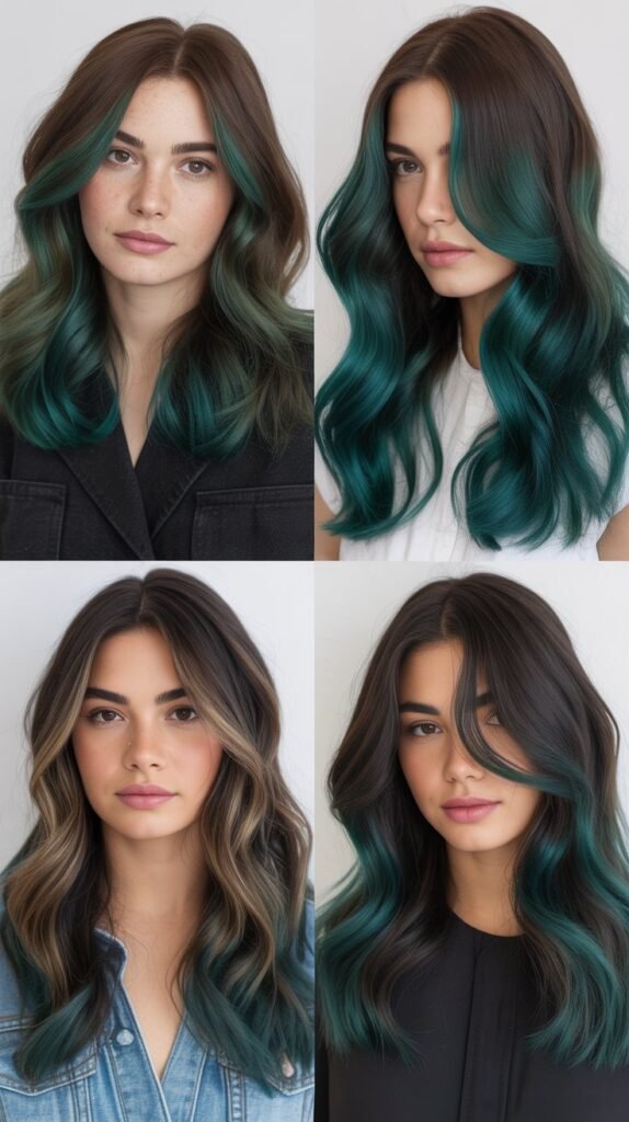 Subtle Teal Hair Color Ideas for Dark Hair