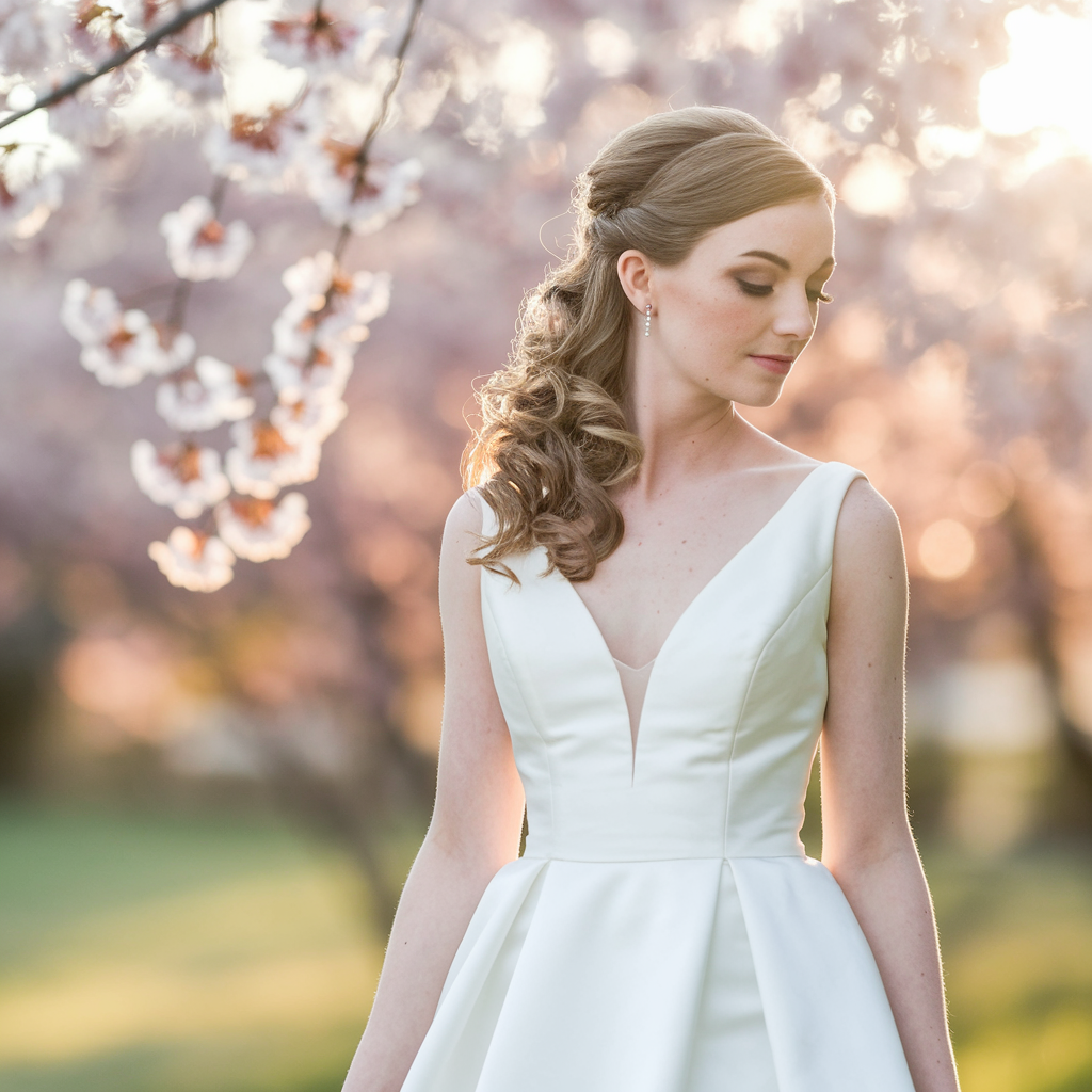 Classic Half-up Half-down Wedding Hairstyles with Curls