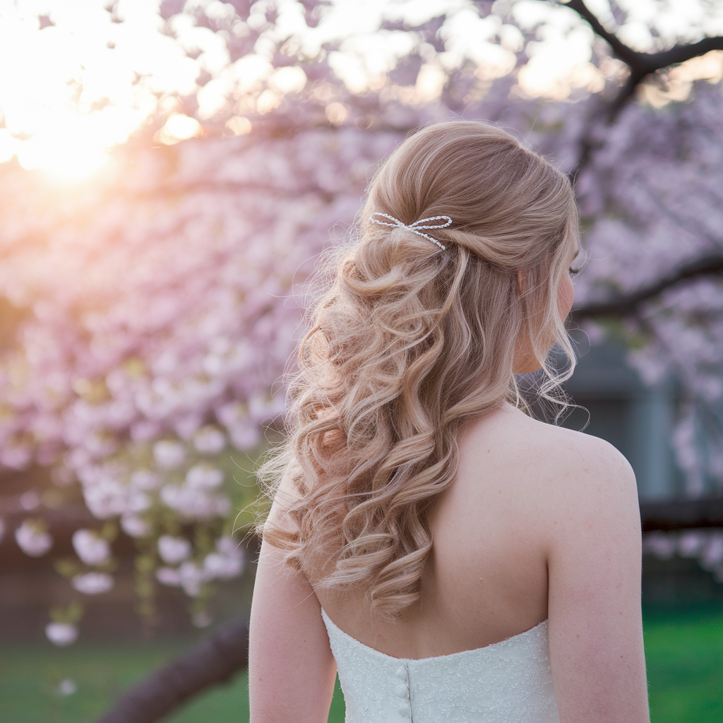 Half-up Half-down Wedding Hairstyles with a Bow