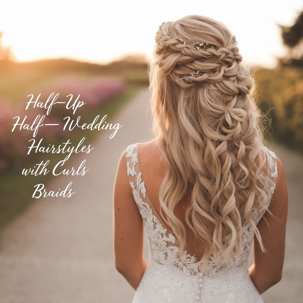 Half-up Half-down Wedding Hairstyles with Curls and Braids