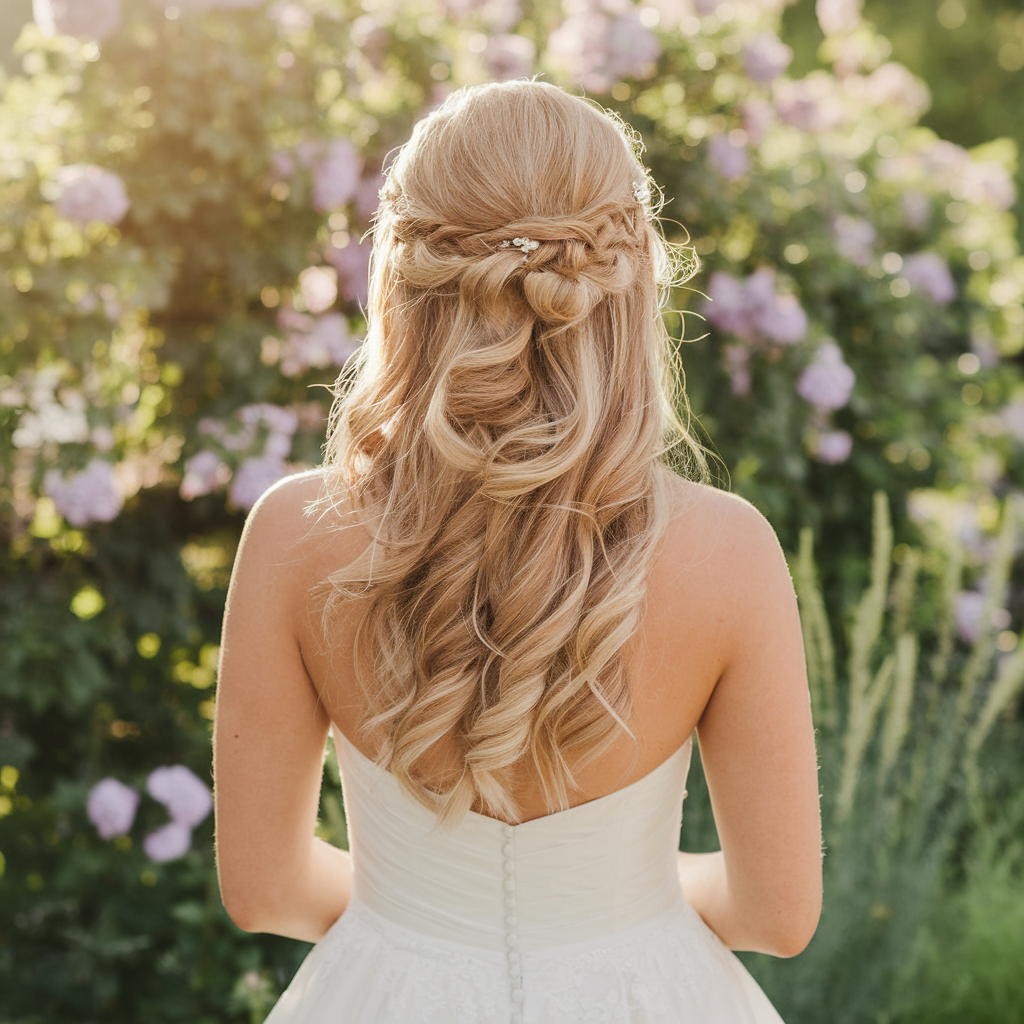 Half-up Half-down Wedding Hairstyles with Twist