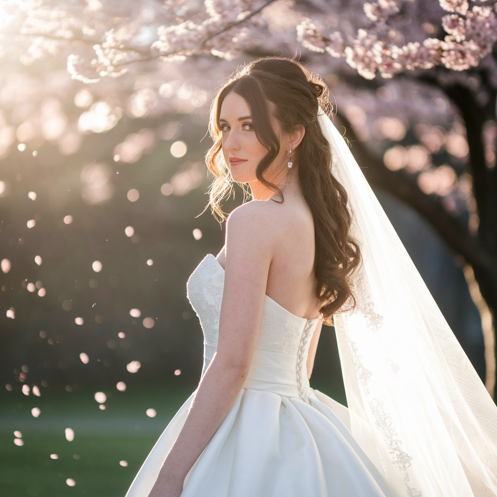 Half-up Half-down Wedding Hairstyles with Loose Waves