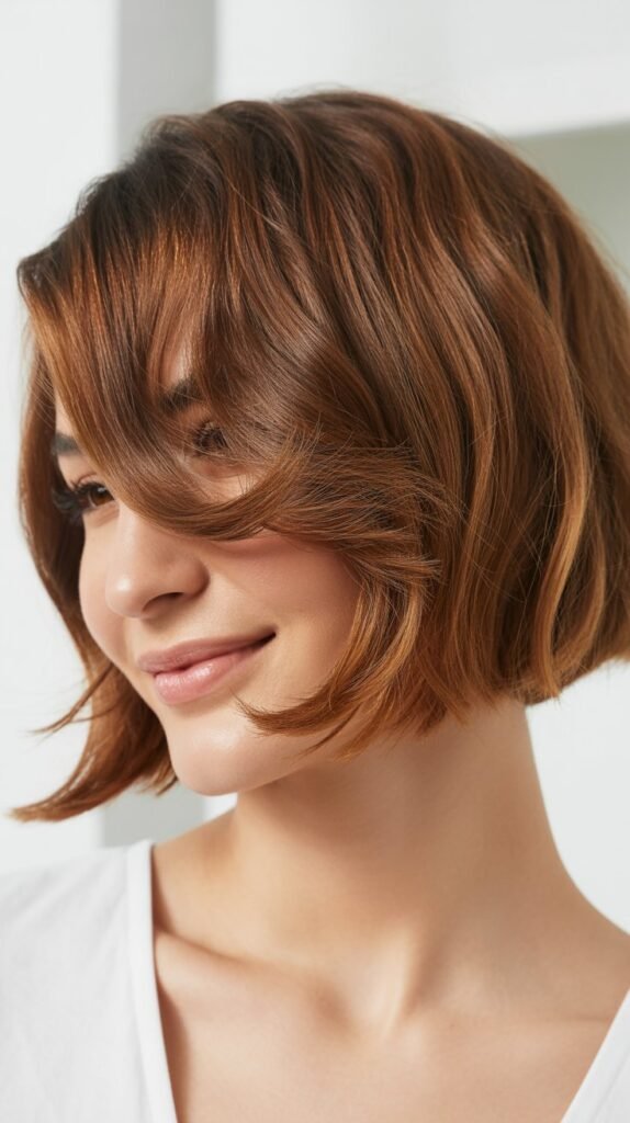 Side-Swept Bangs with Short Hair