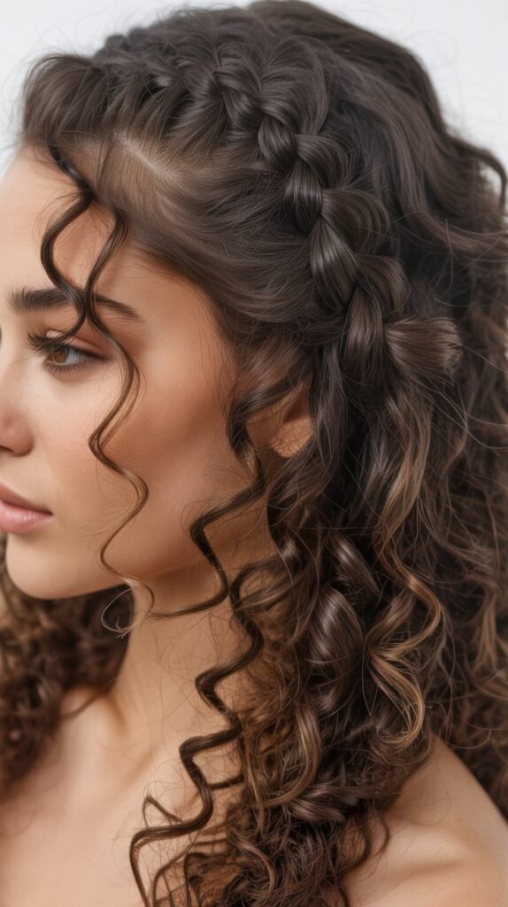 Side-Part Braids for Curly Hair