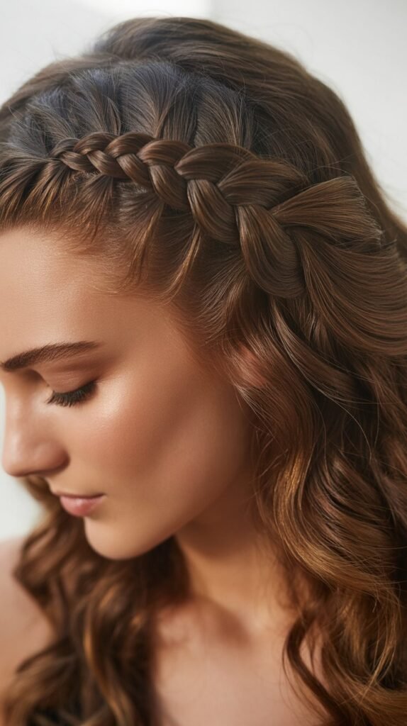 Side-Part Braids with French Braids for Added Volume