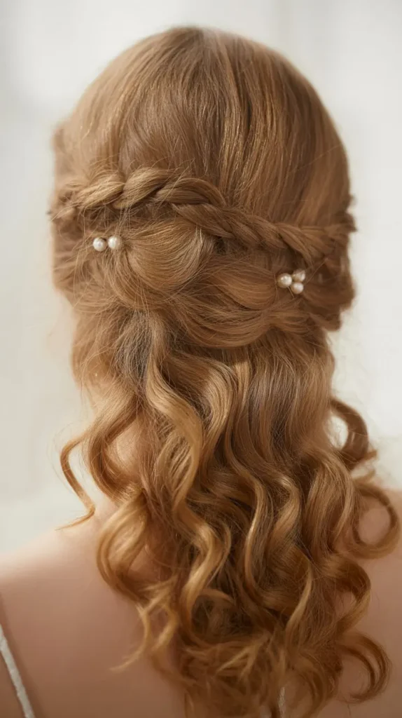 Half-up Half-down Wedding Hairstyles with Curls and Braids