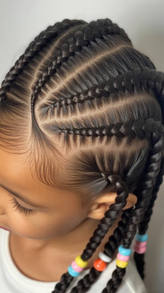 Kids' Feed-In Knotless Braids with Twists