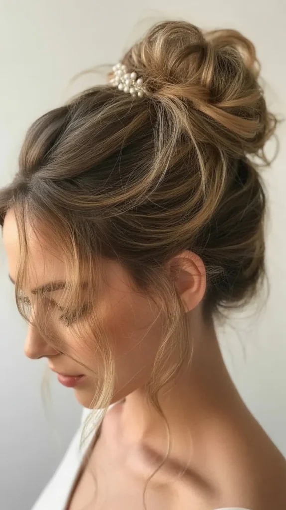 Messy Bun Half-up Half-down Wedding Hairstyles