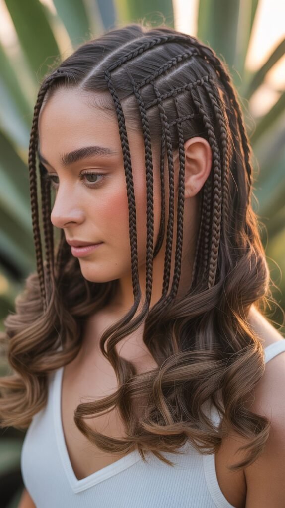 Elegant Feed-In Knotless Braids with a Soft Wave for a Romantic Feel!