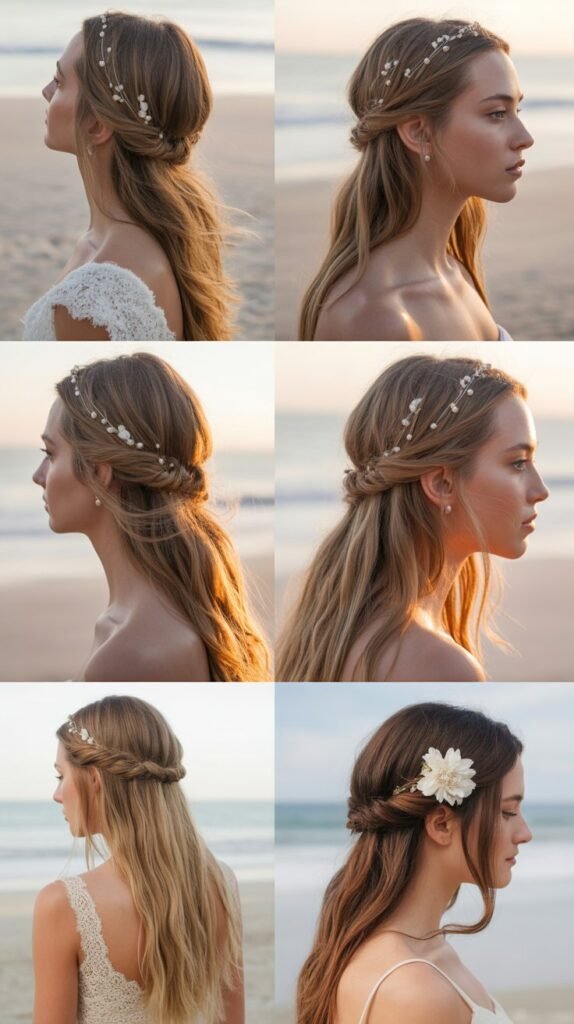 Twisted Beach Wedding Hairstyles for Long Hair