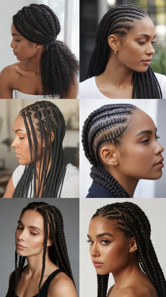 Simple Natural Hair French Braid Hairstyles for Black Women