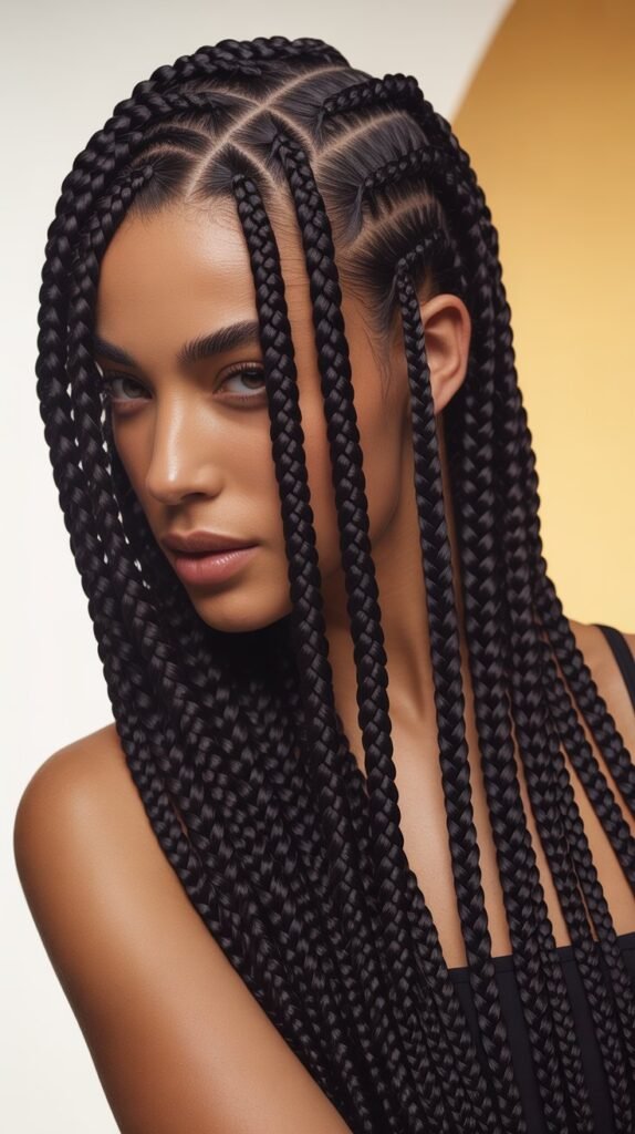  Bold and Beautiful Large Side Part Knotless Braids