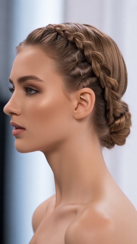 Side-Part Braids with a French Twist for a Classy Look