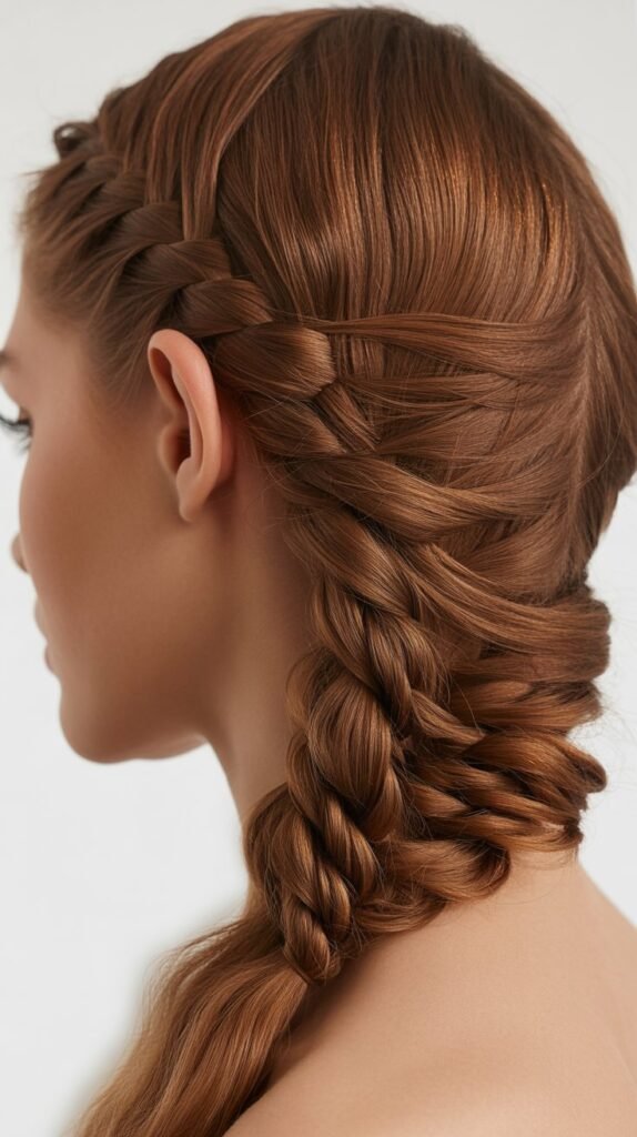 Trendy Side-Part Braids with Twists for a Modern Touch