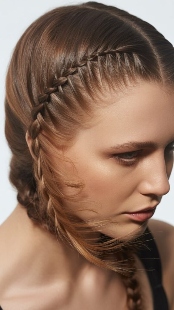Side-Part Braids with a Middle Section for Balance