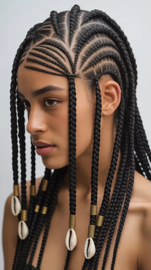  Edgy Fulani Knotless Braids with Asymmetrical Parts