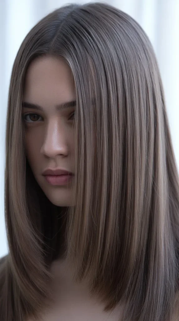 Sleek and Straight Light Ash Brown Hair