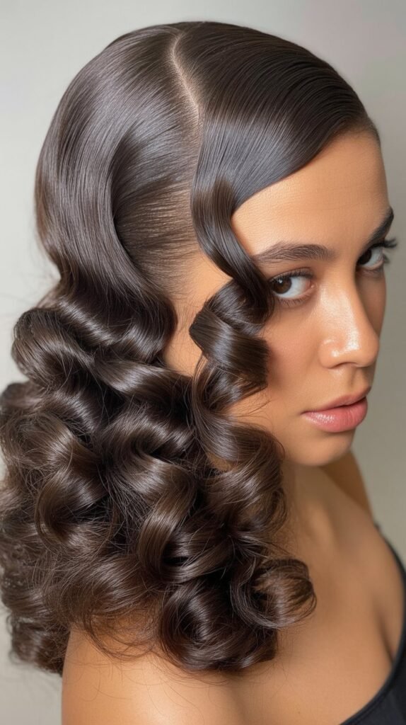 Side Part with Tightly Defined Curls