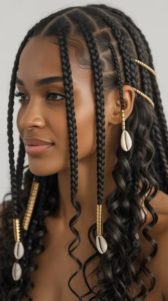  Beautiful Fulani Knotless Braids with Curly Ends