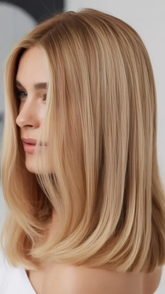 Sleek and Straight Medium Blonde Hair Color Ideas