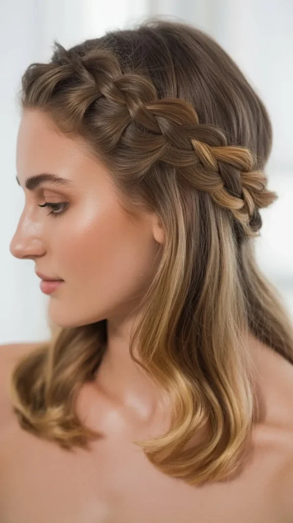 Side Part with Braided Crown