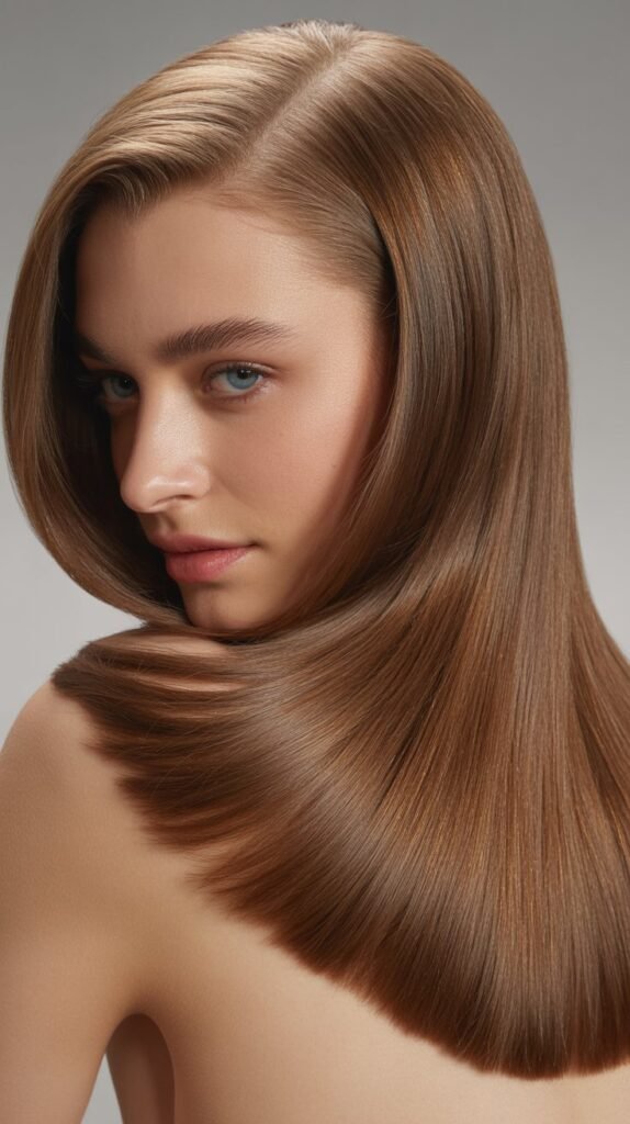 Side Part with Straight and Sleek Hair