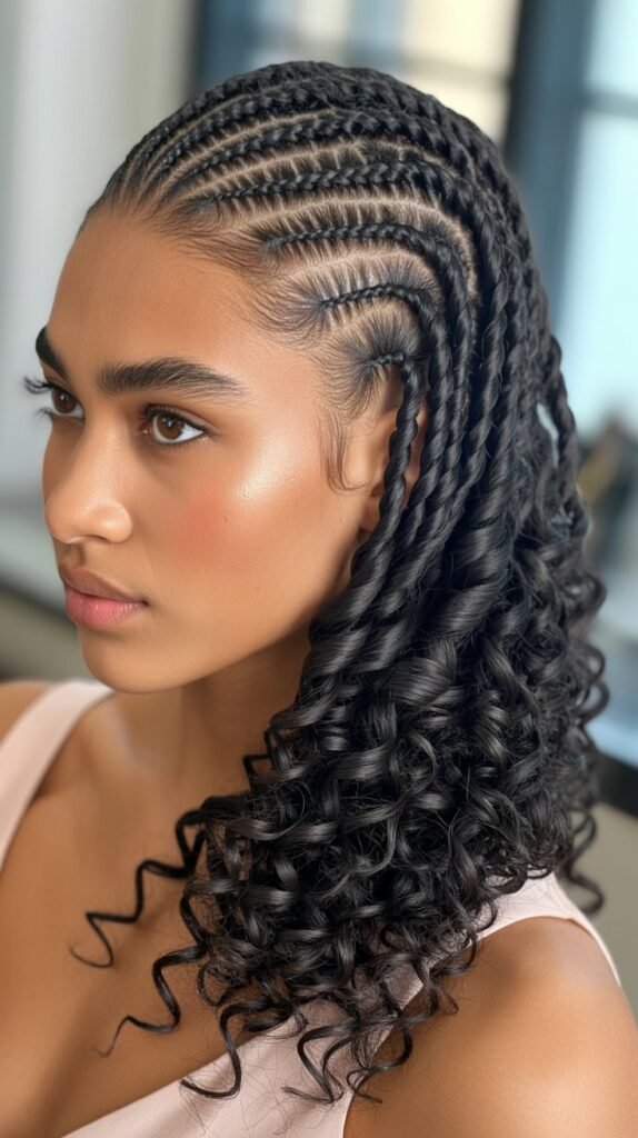 Side-Part Braids with a Twist-Out for a Unique Look