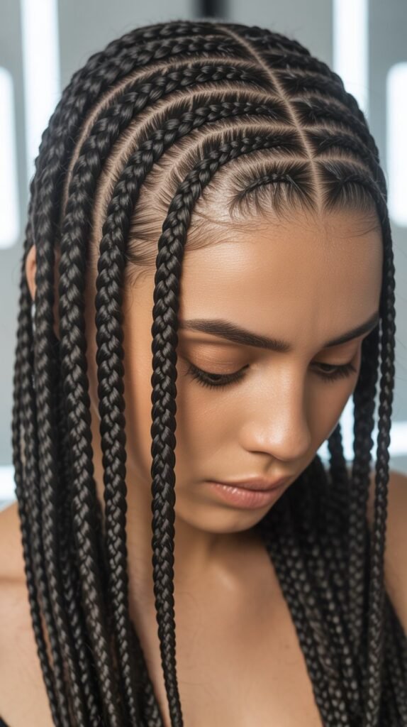 Perfect Side Part Knotless Braids with Flawless Parting