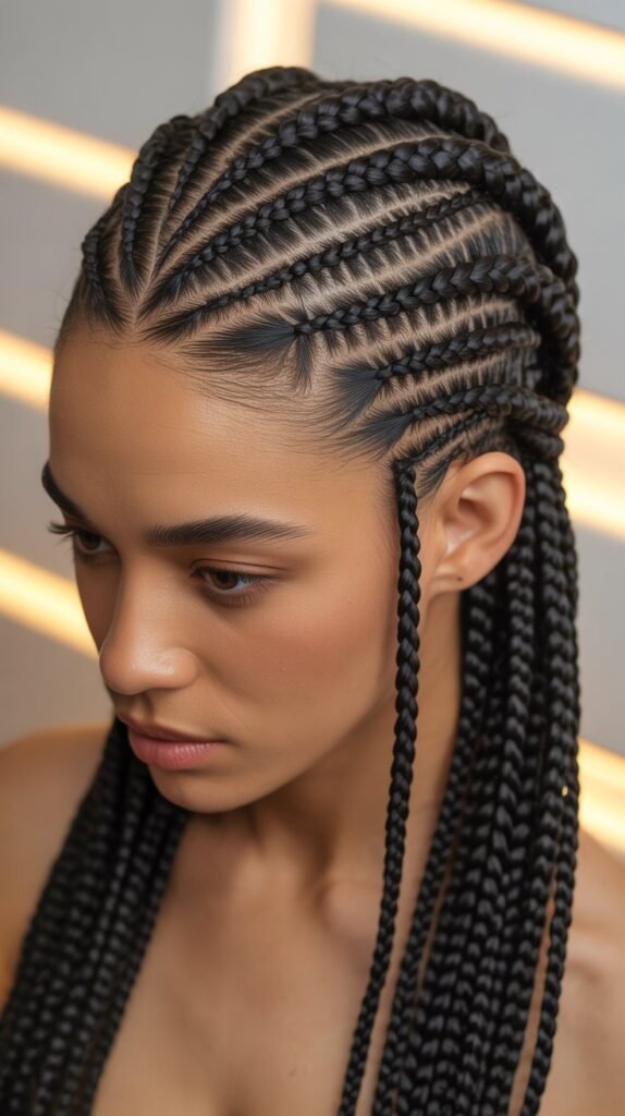 Scalp Braids for Black Women with Crisscross Design