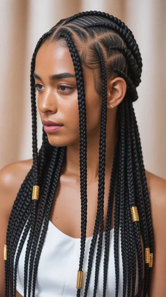 Sleek Fulani Knotless Braids Without Curls for You