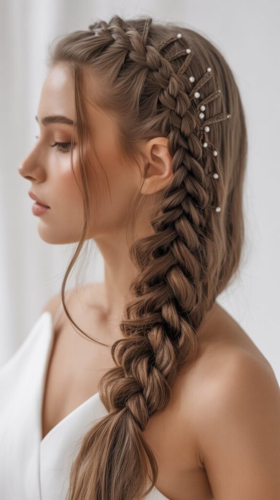 Side-Part Braids for Long Hair