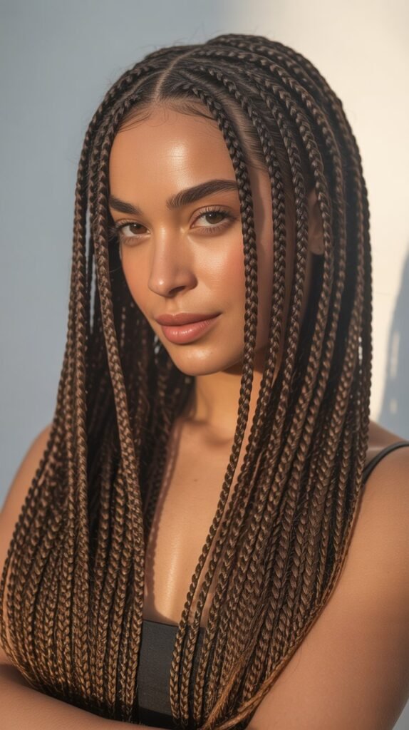 Effortlessly Chic Medium Knotless Feed-In Braids You Need to See!