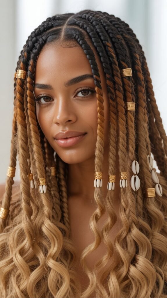 Fulani Knotless Braids with Ombre Effect